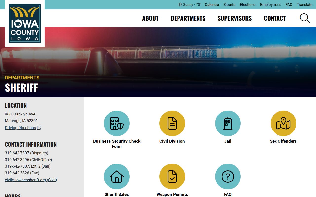 Iowa County sheriff criminal arrest and jail records office