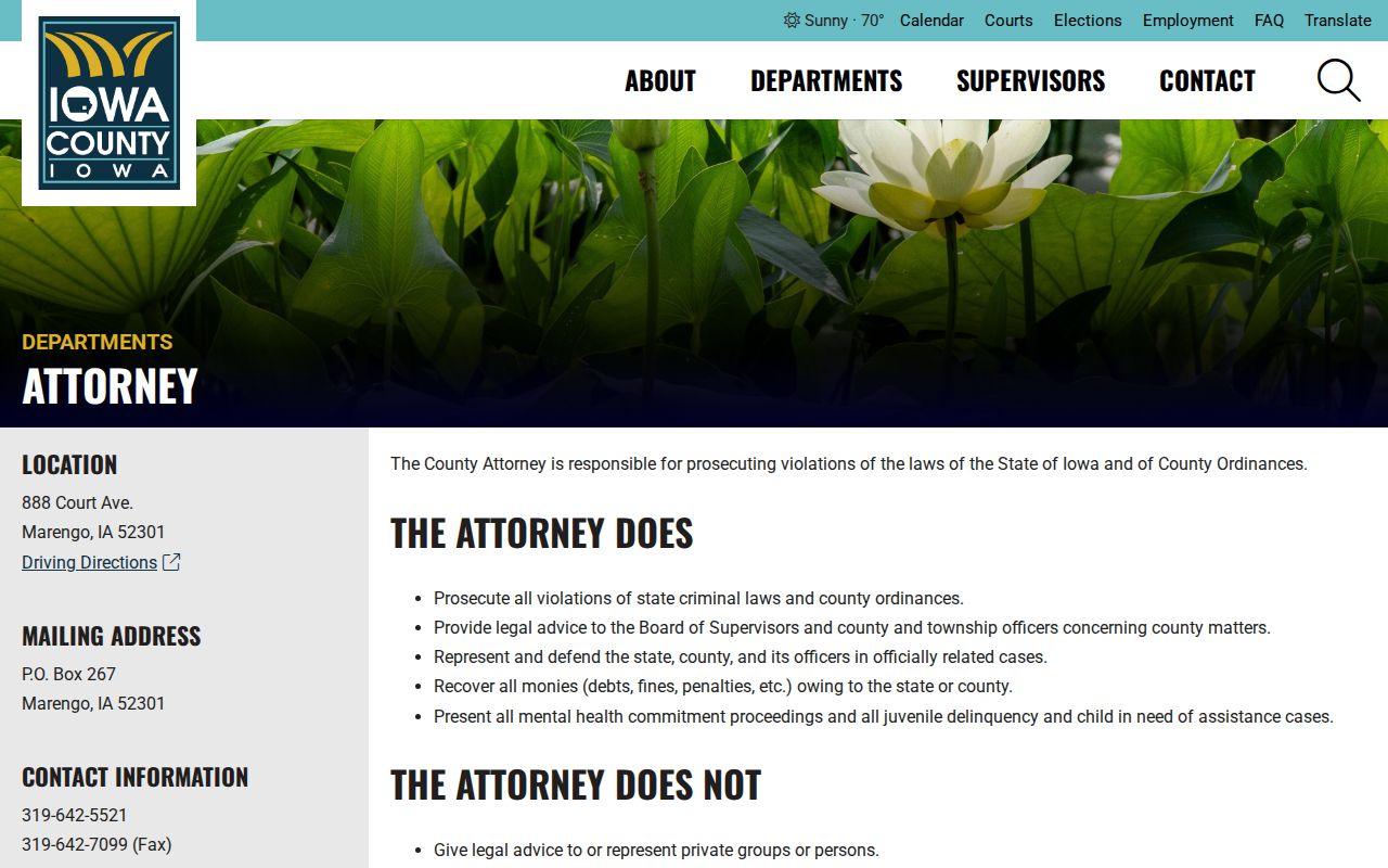 Iowa County Attorney role in criminal court cases