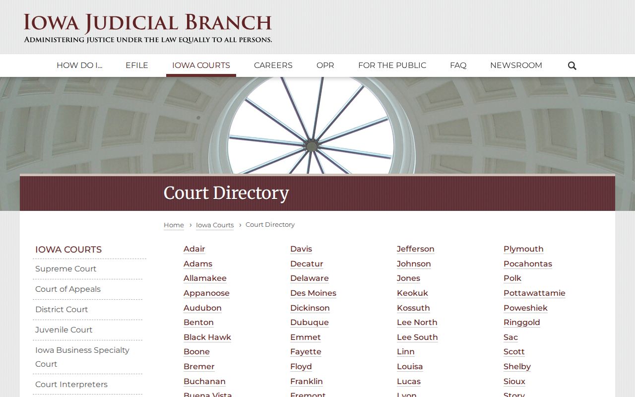 Iowa County criminal court case directory